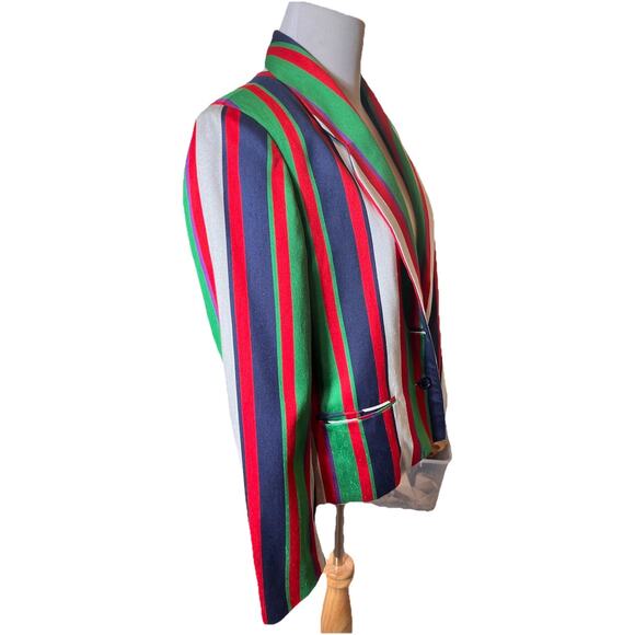 Vintage 1970s Jupe Blazer Women’s Silk Blend Multicolor Stripe ILGWU Union Made - Picture 12 of 16